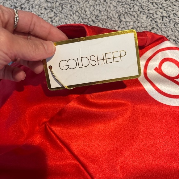 Goldsheep Vibrant Red Leggings with White Accents - Picture 3 of 6